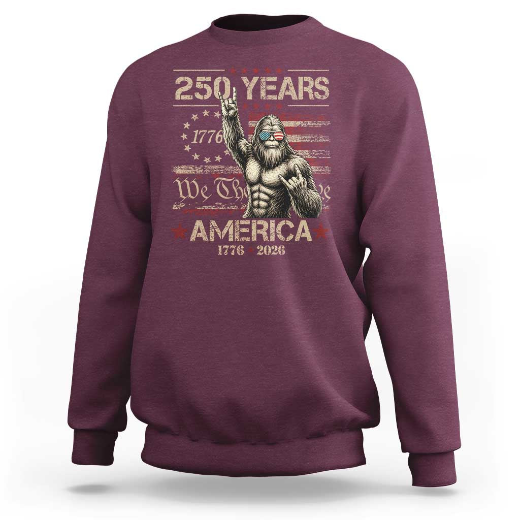 Bigfoot Sasquatch USA 250th Anniversary Sweatshirt Retro 250 Years 1776 2026 4th of July Independence Day