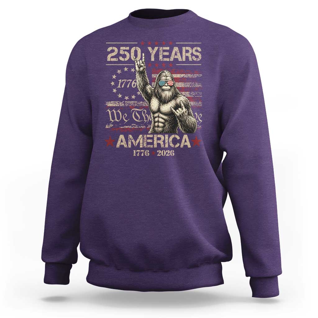 Bigfoot Sasquatch USA 250th Anniversary Sweatshirt Retro 250 Years 1776 2026 4th of July Independence Day