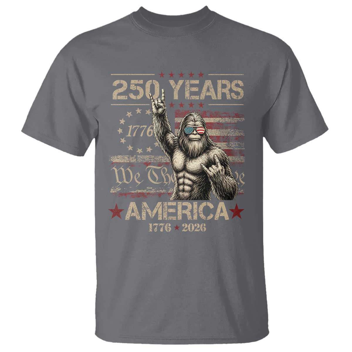 Bigfoot Sasquatch USA 250th Anniversary T Shirt Retro 250 Years 1776 2026 4th of July Independence Day