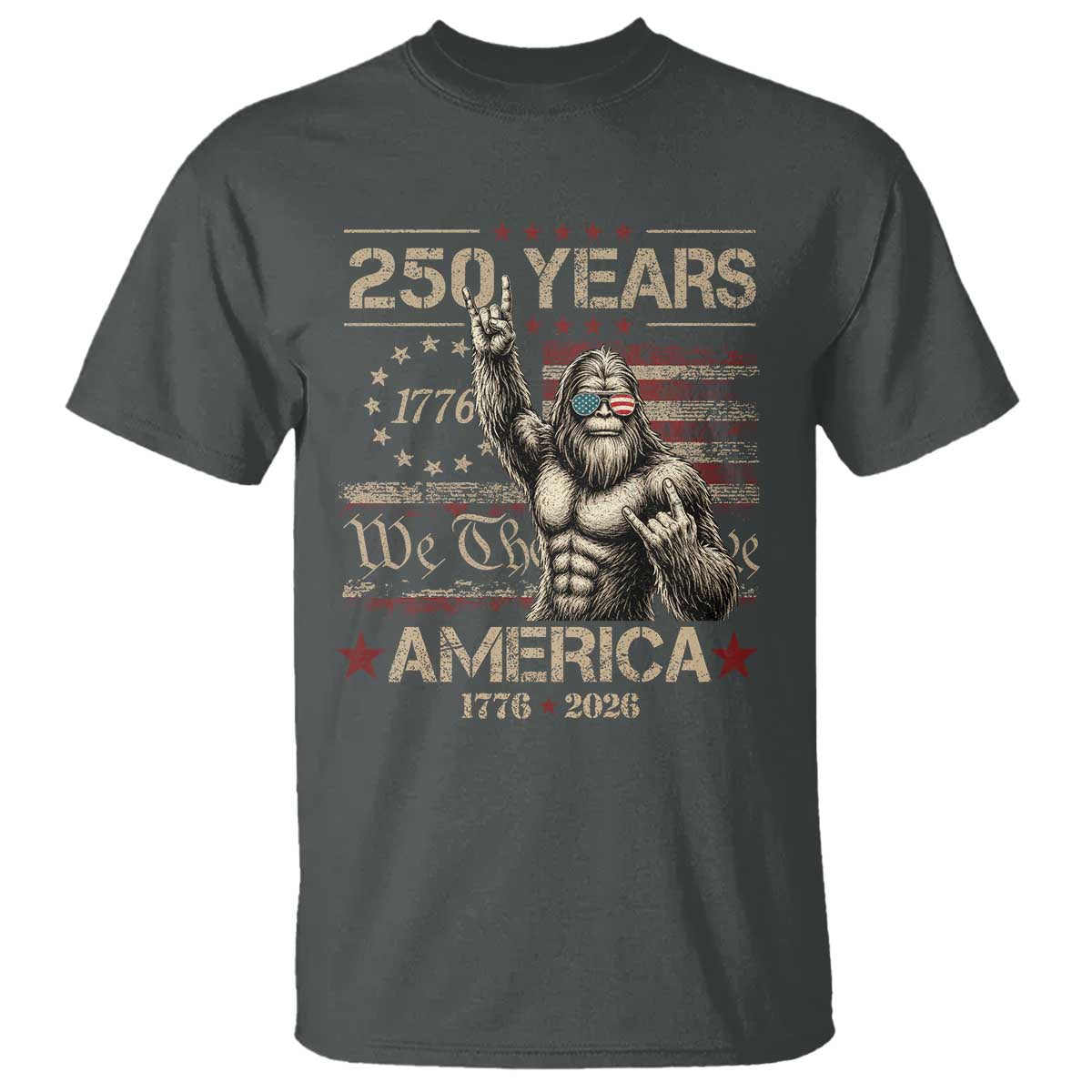 Bigfoot Sasquatch USA 250th Anniversary T Shirt Retro 250 Years 1776 2026 4th of July Independence Day