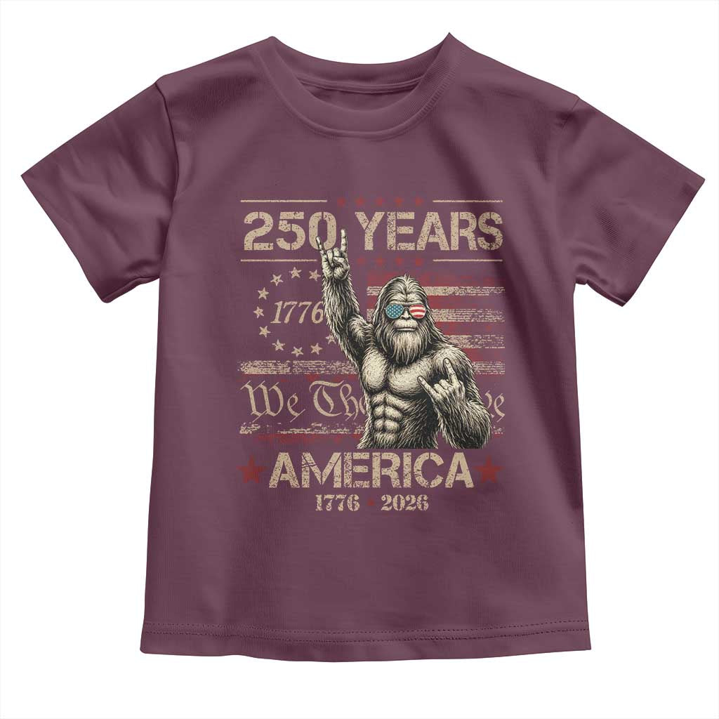 Bigfoot Sasquatch USA 250th Anniversary Toddler T Shirt Retro 250 Years 1776 2026 4th of July Independence Day
