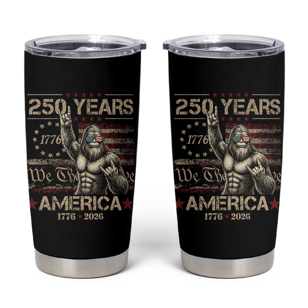 Bigfoot Sasquatch USA 250th Anniversary Tumbler Cup Retro 250 Years 1776 2026 4th of July Independence Day