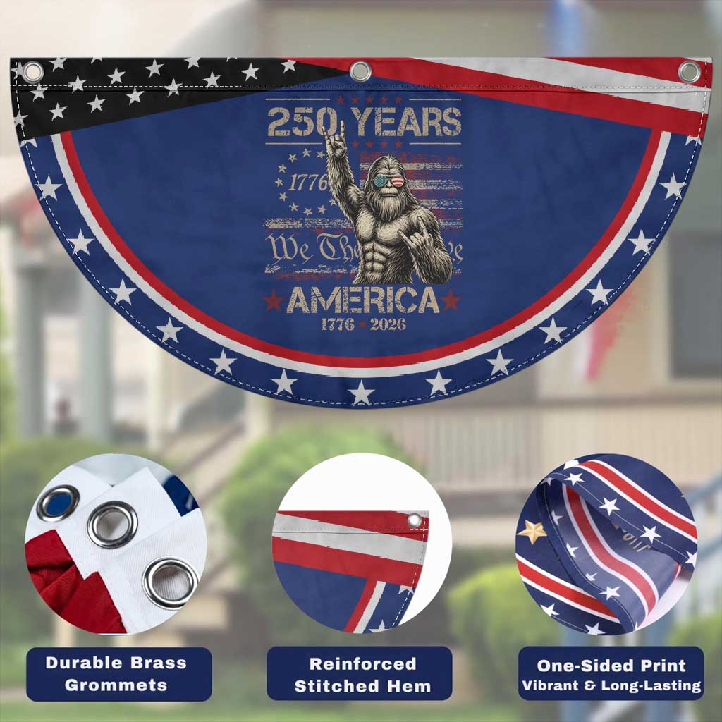 Bigfoot Sasquatch USA 250th Anniversary Patriotic Fan Flag Retro 250 Years 1776 2026 4th of July Independence Day