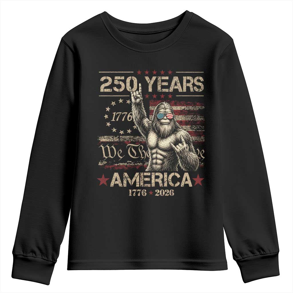 Bigfoot Sasquatch USA 250th Anniversary Youth Sweatshirt Retro 250 Years 1776 2026 4th of July Independence Day