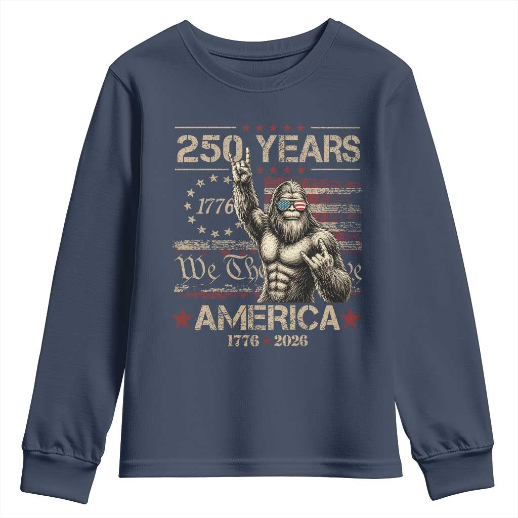 Bigfoot Sasquatch USA 250th Anniversary Youth Sweatshirt Retro 250 Years 1776 2026 4th of July Independence Day