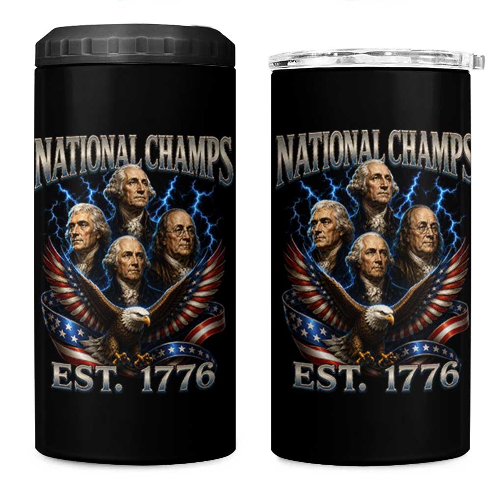Founding Fathers USA 250th Anniversary 4 in 1 Can Cooler Tumbler Vintage National Champions 250 Years Patriotic American Flag