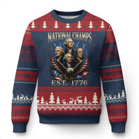 Founding Fathers USA 250th Anniversary Ugly Christmas Sweater Vintage National Champions 250 Years Patriotic American Flag