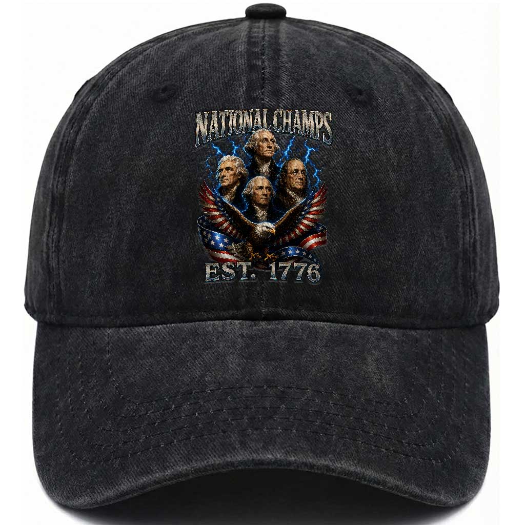 Founding Fathers USA 250th Anniversary Washed Cotton Baseball Cap Vintage National Champions 250 Years Patriotic American Flag