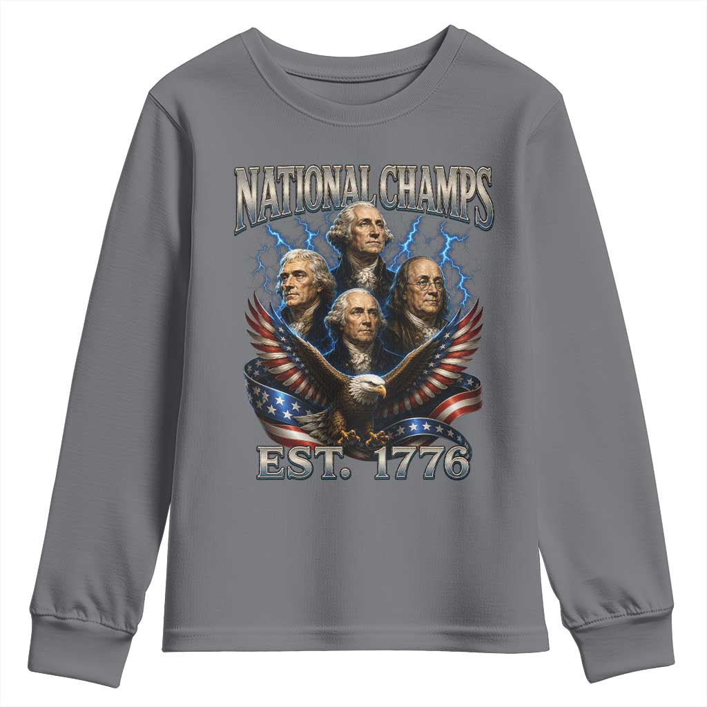 Founding Fathers USA 250th Anniversary Youth Sweatshirt Vintage National Champions 250 Years Patriotic American Flag
