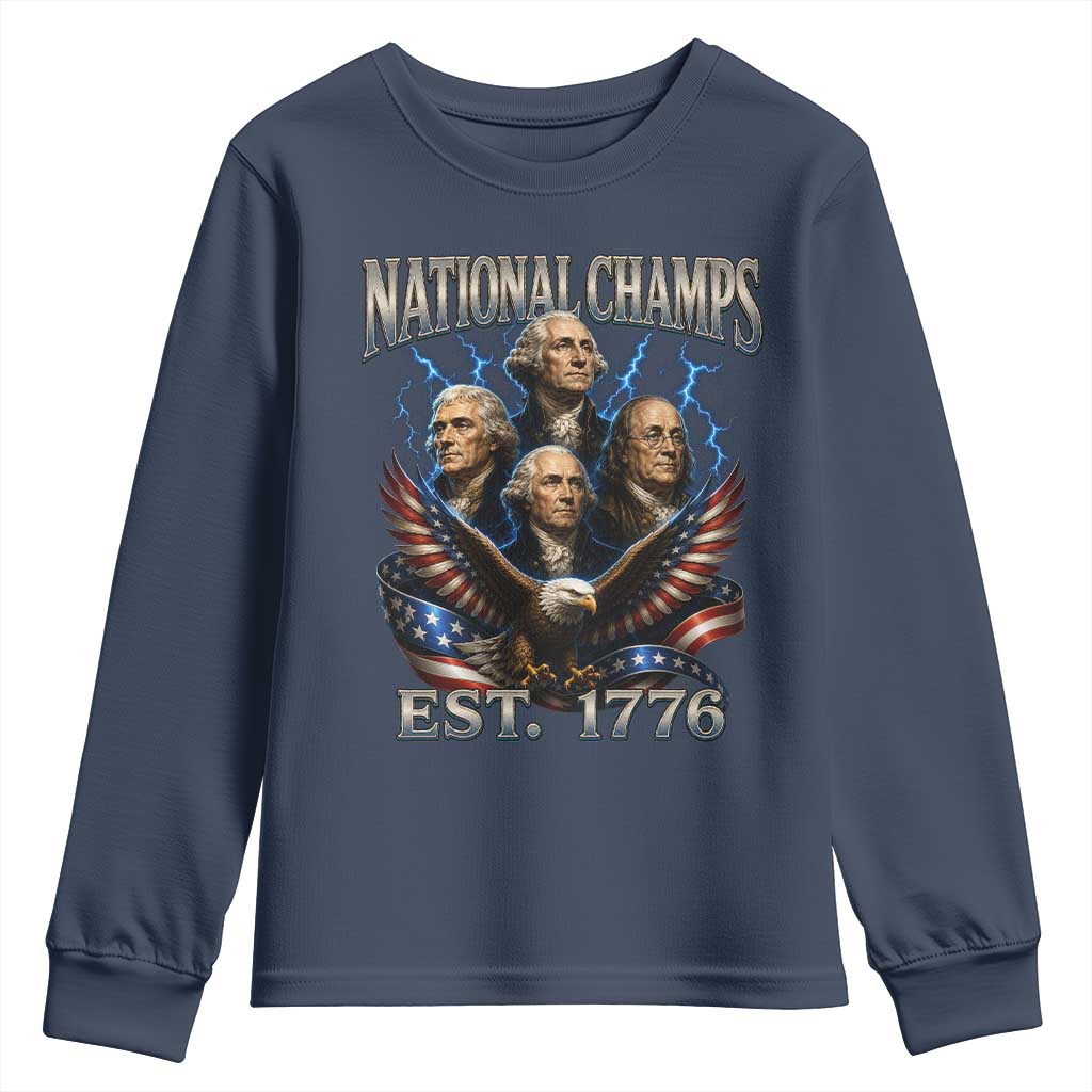 Founding Fathers USA 250th Anniversary Youth Sweatshirt Vintage National Champions 250 Years Patriotic American Flag