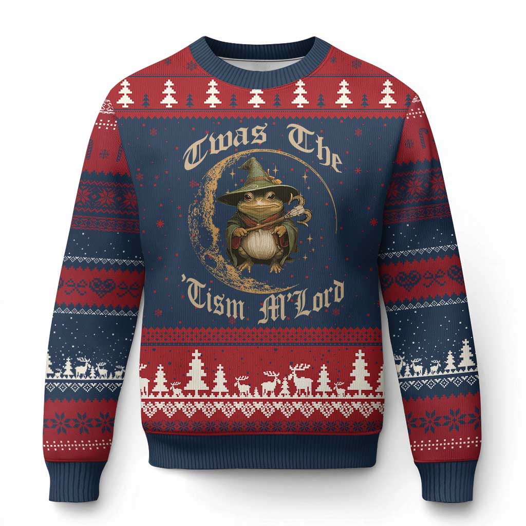 Twas the Tism MLord Frog Ugly Christmas Sweater Funny Anti Social Meme