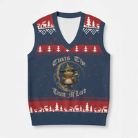 Twas the Tism MLord Frog V-Neck Knit Sweater Vest Funny Anti Social Meme