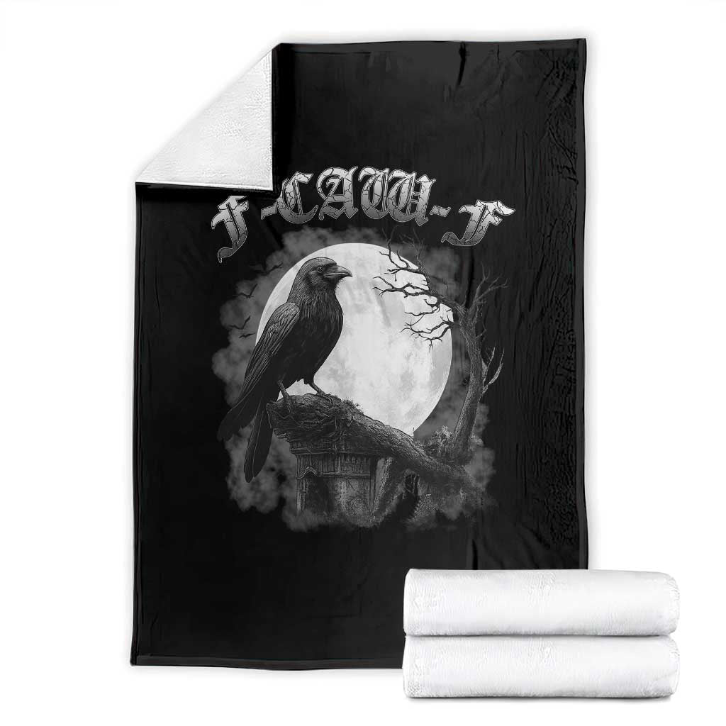 Black Crow F-Caw-F Throw Blanket Funny Raven Moon Gothic Adult Humor - Wonder Print Shop