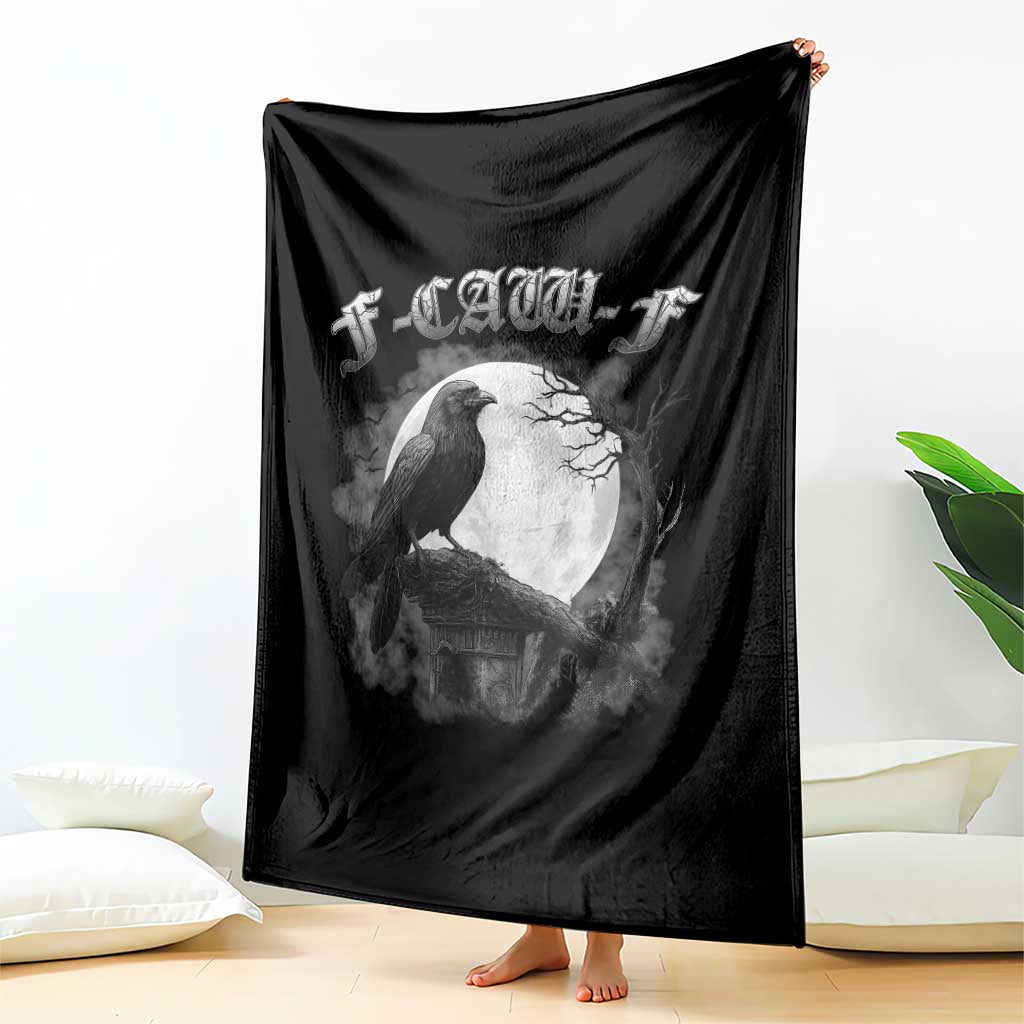 Black Crow F-Caw-F Throw Blanket Funny Raven Moon Gothic Adult Humor - Wonder Print Shop