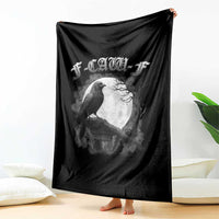 Black Crow F-Caw-F Throw Blanket Funny Raven Moon Gothic Adult Humor - Wonder Print Shop