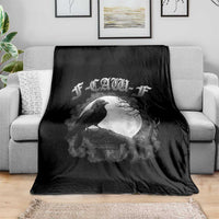 Black Crow F-Caw-F Throw Blanket Funny Raven Moon Gothic Adult Humor - Wonder Print Shop