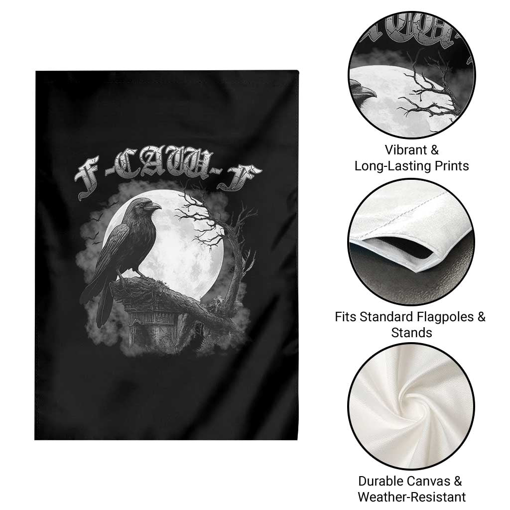 Black Crow F-Caw-F Garden Flag Funny Raven Moon Gothic Adult Humor - Wonder Print Shop
