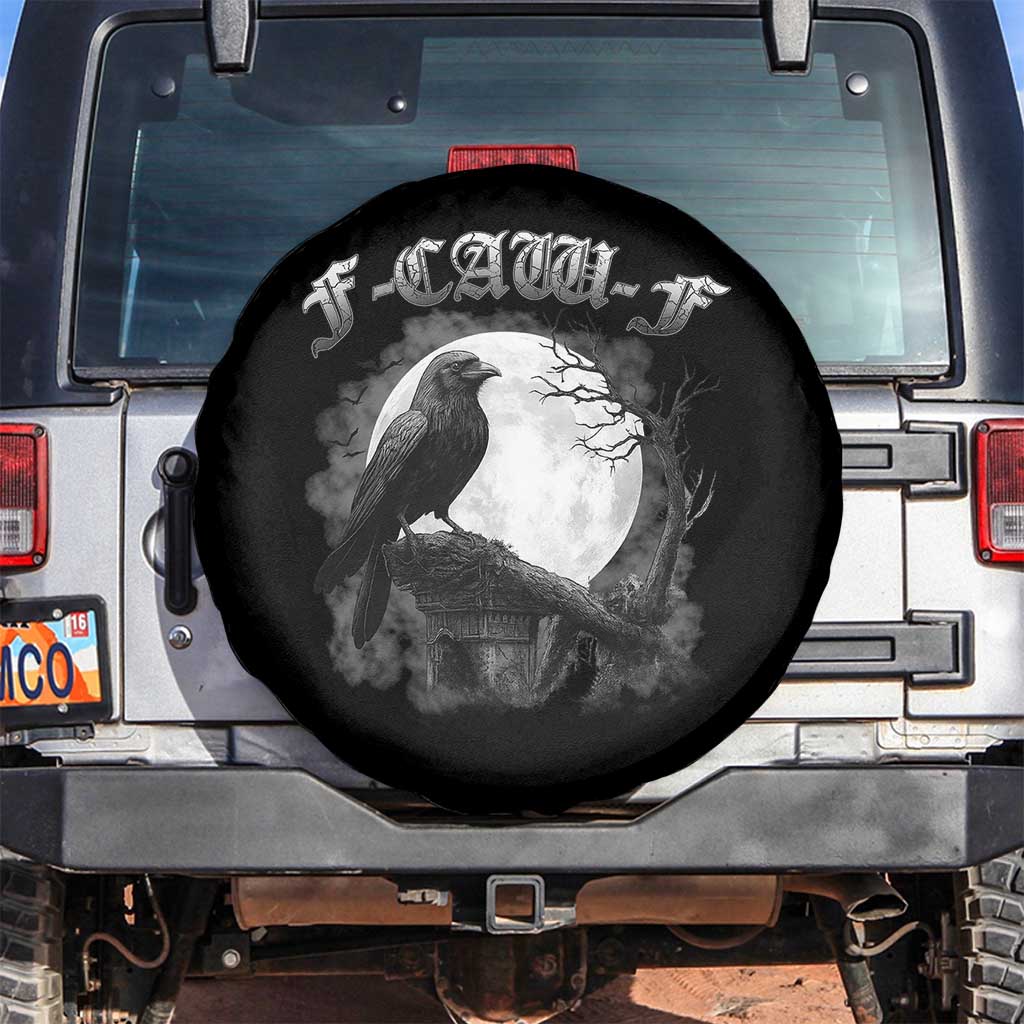 Black Crow F-Caw-F Spare Tire Cover Funny Raven Moon Gothic Adult Humor - Wonder Print Shop