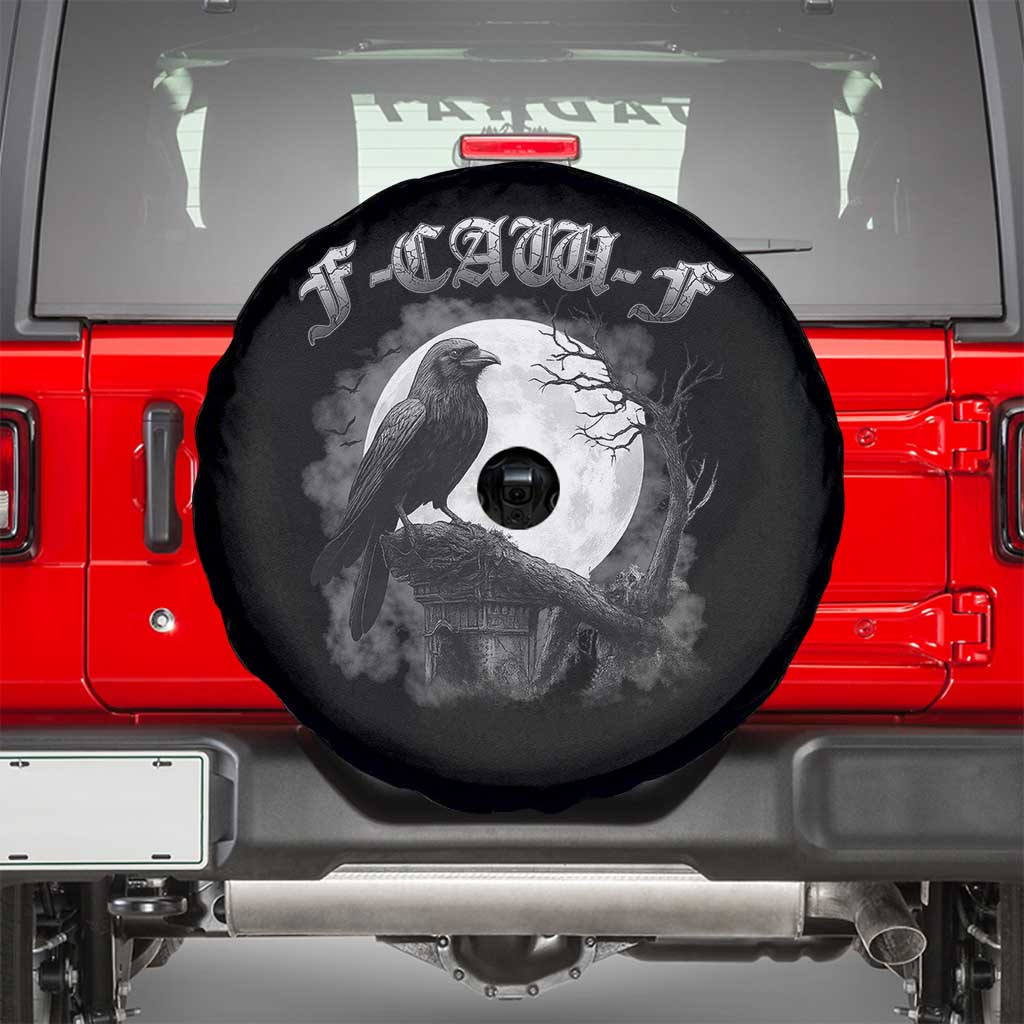 Black Crow F-Caw-F Spare Tire Cover Funny Raven Moon Gothic Adult Humor - Wonder Print Shop