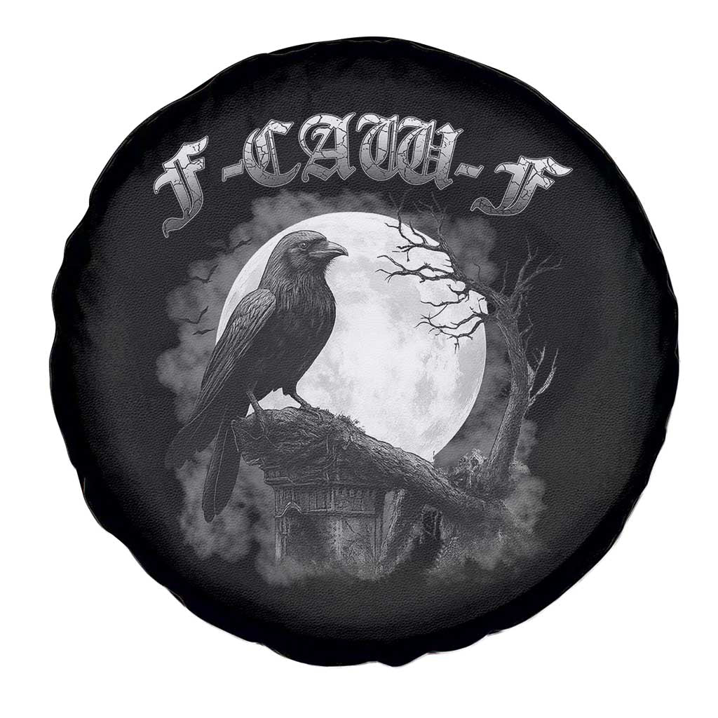 Black Crow F-Caw-F Spare Tire Cover Funny Raven Moon Gothic Adult Humor - Wonder Print Shop