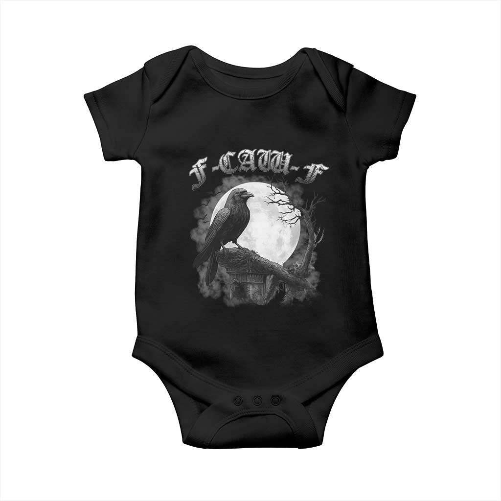 Black Crow F-Caw-F Baby Onesie Funny Raven Moon Gothic Adult Humor - Wonder Print Shop