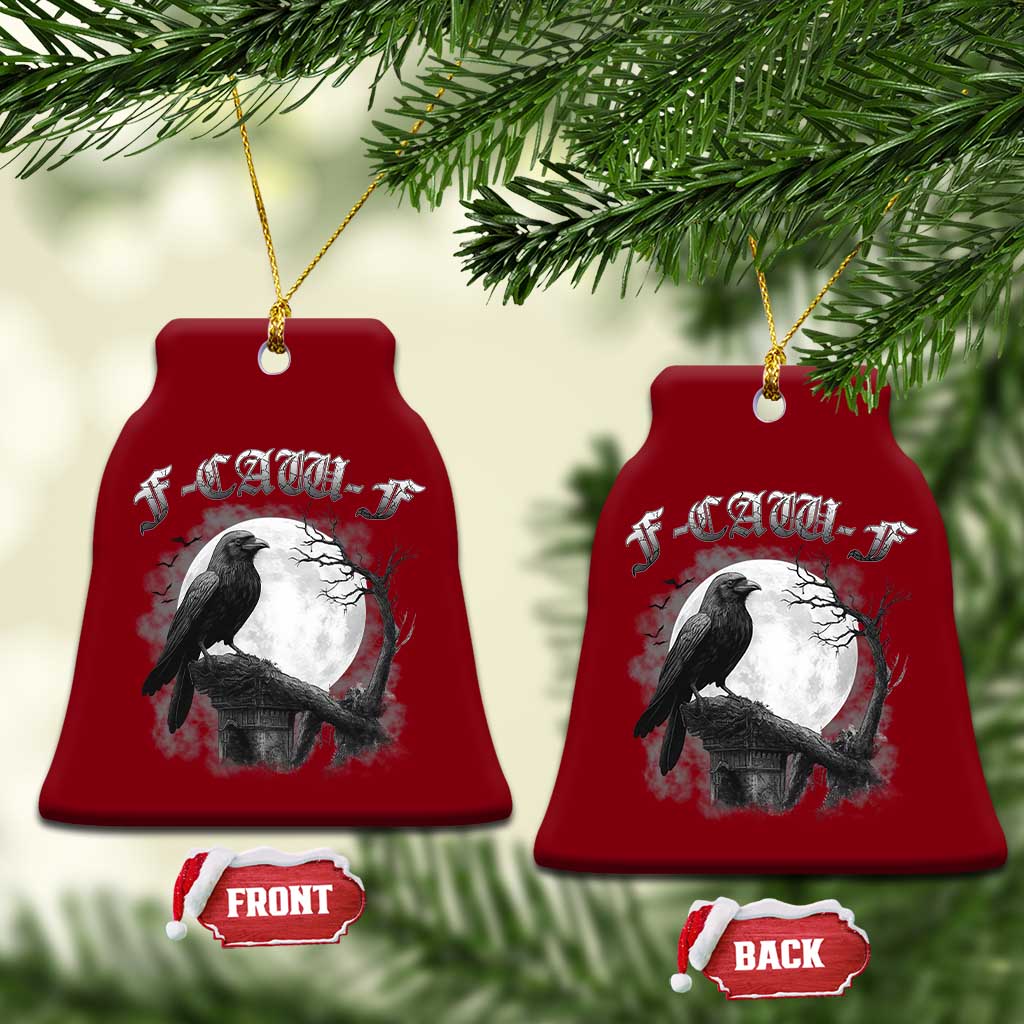 Black Crow F-Caw-F Ceramic Ornament Funny Raven Moon Gothic Adult Humor - Wonder Print Shop
