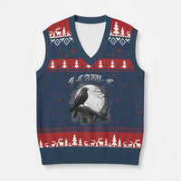 Black Crow F-Caw-F V-Neck Knit Sweater Vest Funny Raven Moon Gothic Adult Humor - Wonder Print Shop
