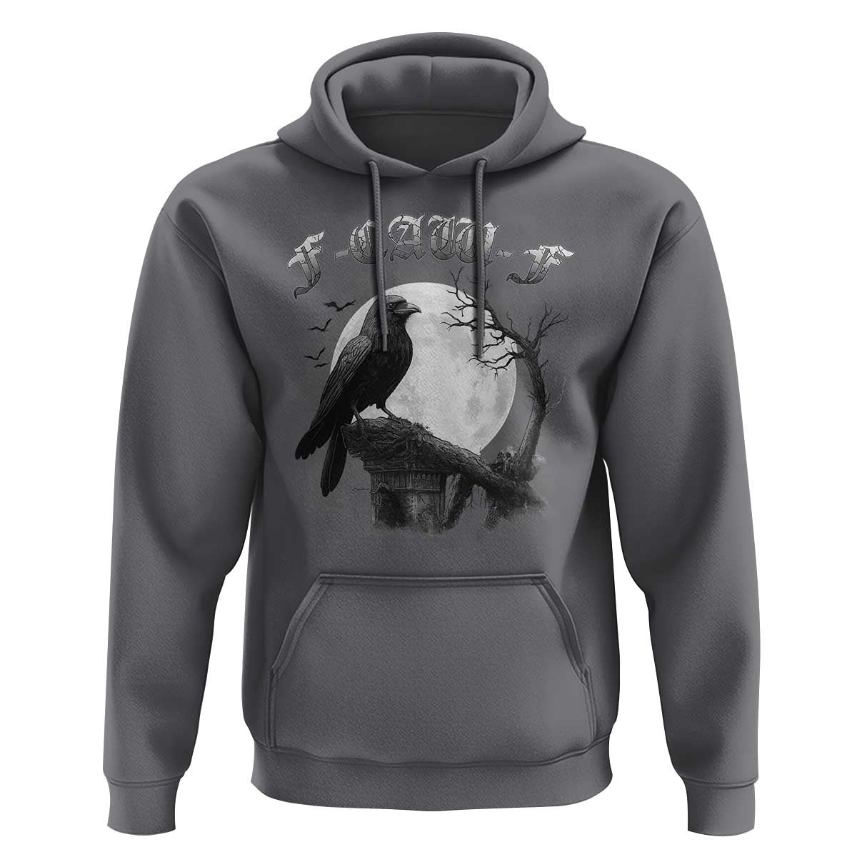 Black Crow F-Caw-F Hoodie Funny Raven Moon Gothic Adult Humor - Wonder Print Shop