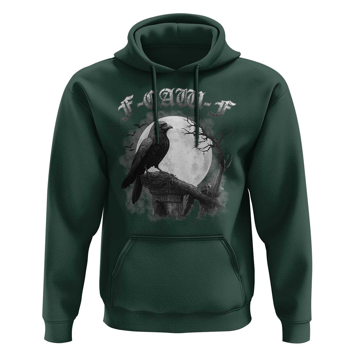 Black Crow F-Caw-F Hoodie Funny Raven Moon Gothic Adult Humor - Wonder Print Shop
