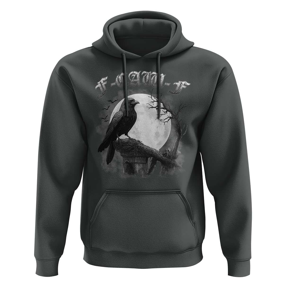 Black Crow F-Caw-F Hoodie Funny Raven Moon Gothic Adult Humor - Wonder Print Shop