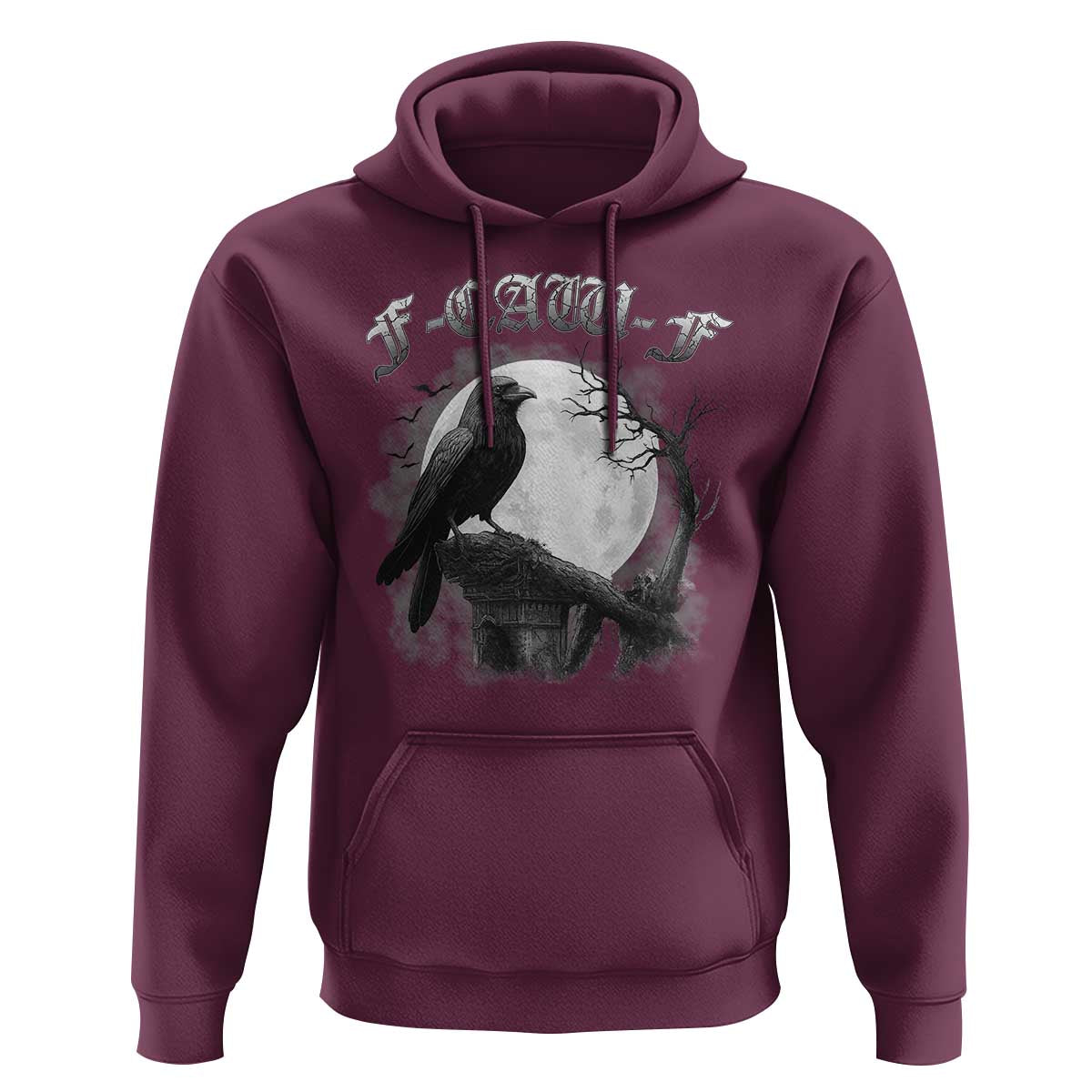 Black Crow F-Caw-F Hoodie Funny Raven Moon Gothic Adult Humor - Wonder Print Shop