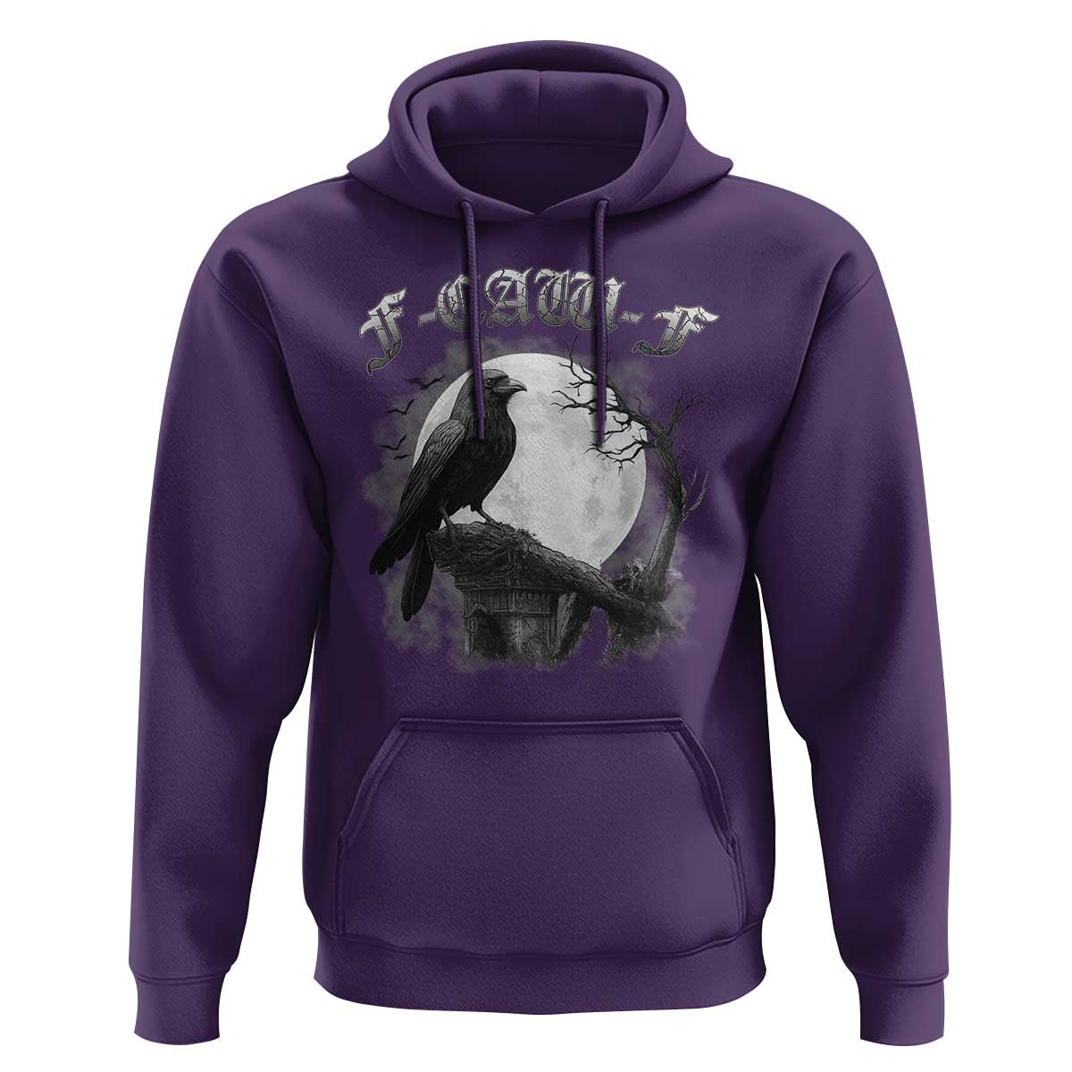 Black Crow F-Caw-F Hoodie Funny Raven Moon Gothic Adult Humor - Wonder Print Shop