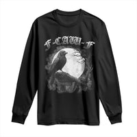 Black Crow F-Caw-F Long Sleeve Shirt Funny Raven Moon Gothic Adult Humor - Wonder Print Shop