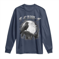Black Crow F-Caw-F Long Sleeve Shirt Funny Raven Moon Gothic Adult Humor - Wonder Print Shop
