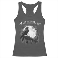 Black Crow F-Caw-F Racerback Tank Top Funny Raven Moon Gothic Adult Humor - Wonder Print Shop