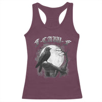 Black Crow F-Caw-F Racerback Tank Top Funny Raven Moon Gothic Adult Humor - Wonder Print Shop