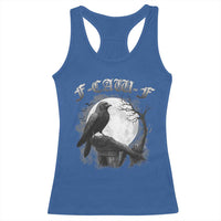 Black Crow F-Caw-F Racerback Tank Top Funny Raven Moon Gothic Adult Humor - Wonder Print Shop