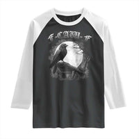 Black Crow F-Caw-F Raglan Shirt Funny Raven Moon Gothic Adult Humor - Wonder Print Shop