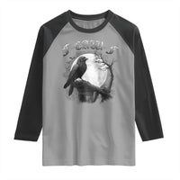 Black Crow F-Caw-F Raglan Shirt Funny Raven Moon Gothic Adult Humor - Wonder Print Shop
