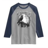 Black Crow F-Caw-F Raglan Shirt Funny Raven Moon Gothic Adult Humor - Wonder Print Shop