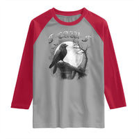 Black Crow F-Caw-F Raglan Shirt Funny Raven Moon Gothic Adult Humor - Wonder Print Shop