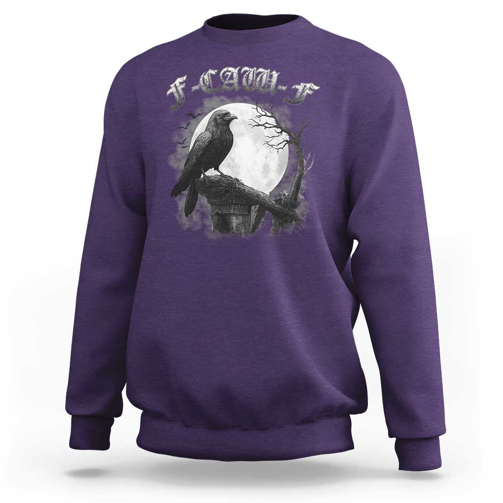 Black Crow F-Caw-F Sweatshirt Funny Raven Moon Gothic Adult Humor - Wonder Print Shop