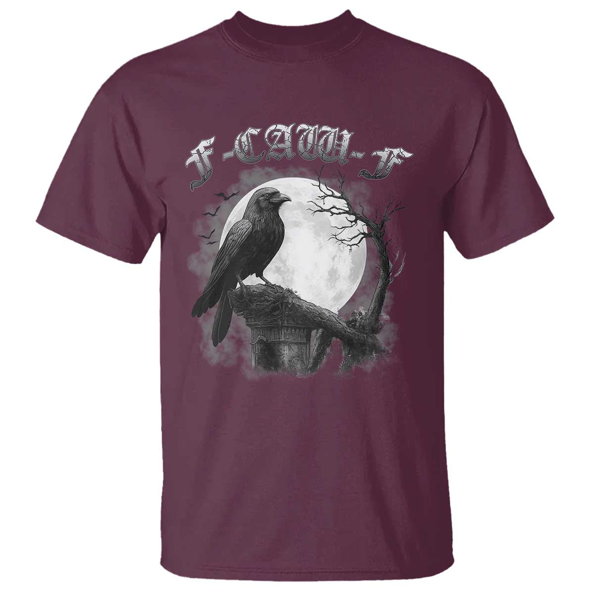 Black Crow F-Caw-F T Shirt Funny Raven Moon Gothic Adult Humor - Wonder Print Shop