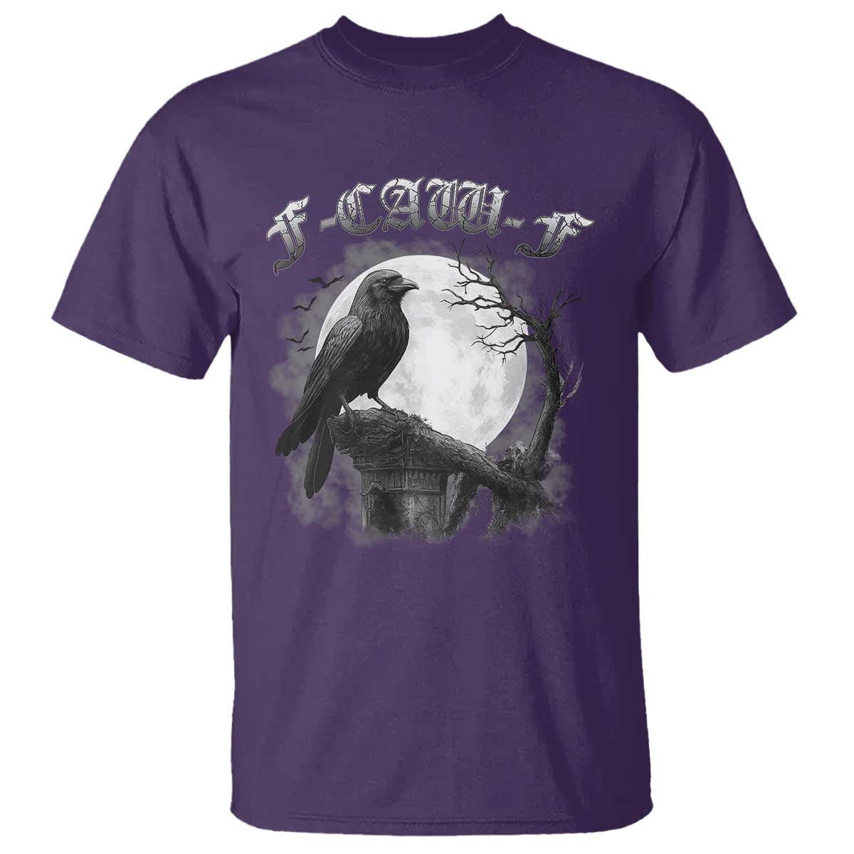Black Crow F-Caw-F T Shirt Funny Raven Moon Gothic Adult Humor - Wonder Print Shop