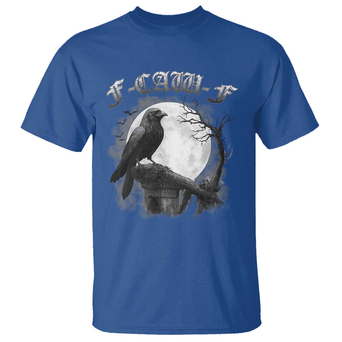 Black Crow F-Caw-F T Shirt Funny Raven Moon Gothic Adult Humor - Wonder Print Shop