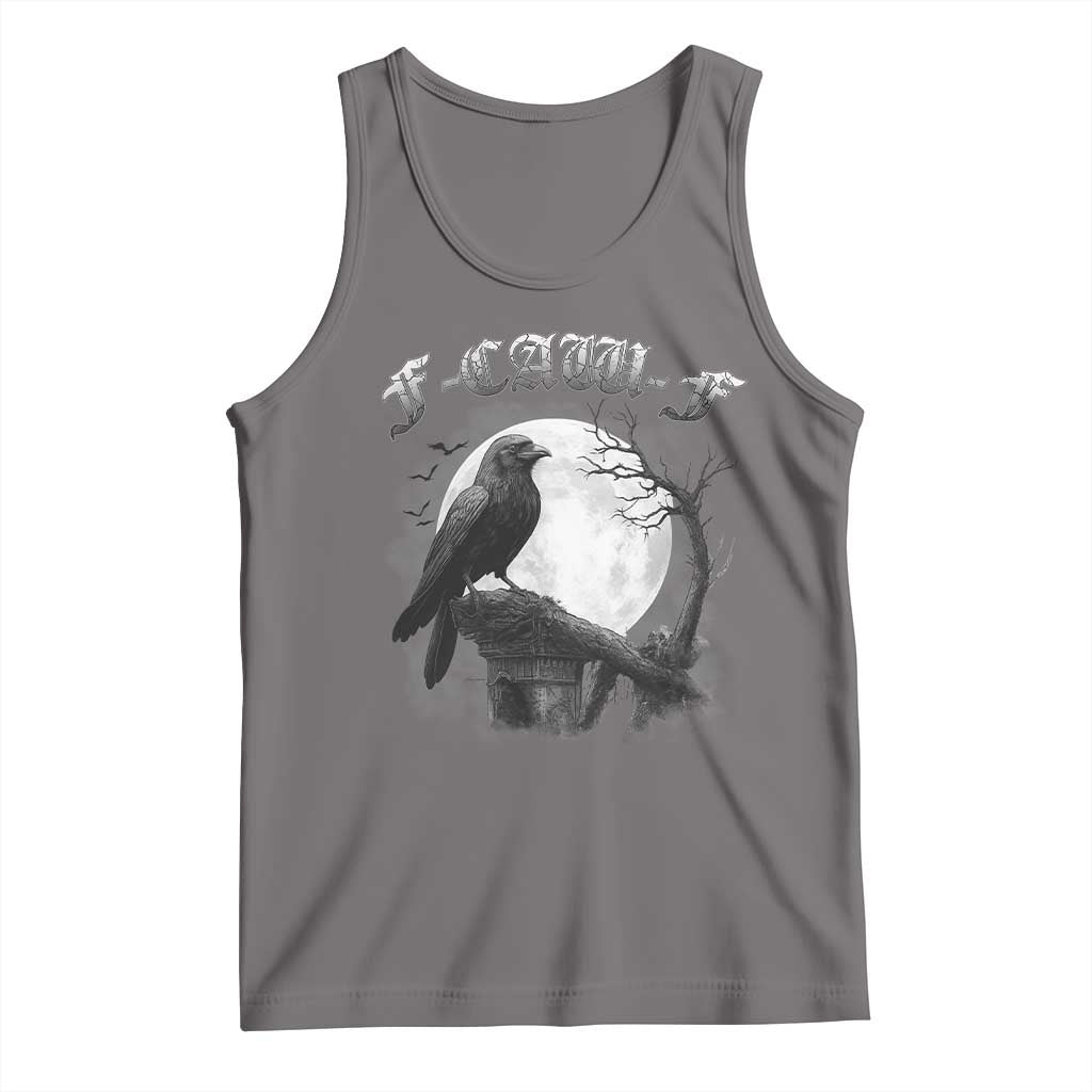 Black Crow F-Caw-F Tank Top Funny Raven Moon Gothic Adult Humor - Wonder Print Shop