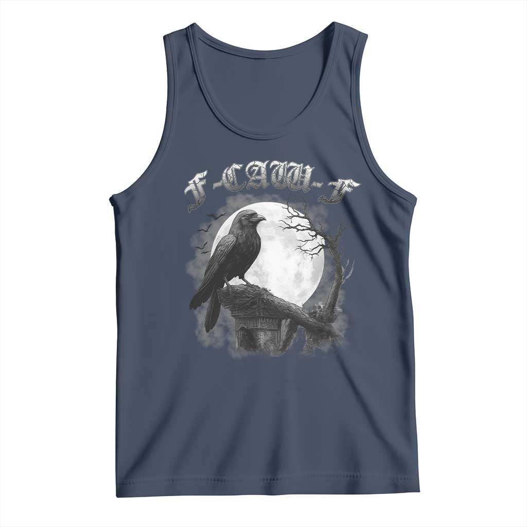 Black Crow F-Caw-F Tank Top Funny Raven Moon Gothic Adult Humor - Wonder Print Shop
