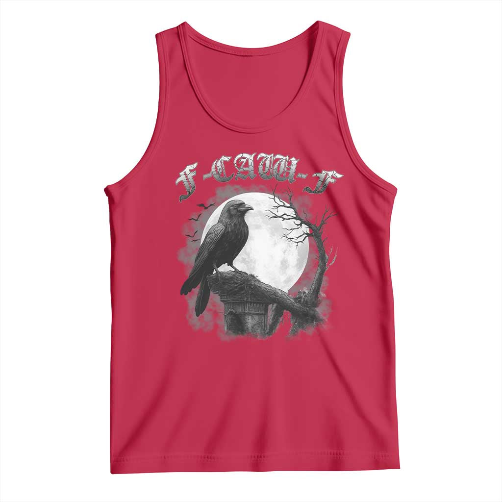 Black Crow F-Caw-F Tank Top Funny Raven Moon Gothic Adult Humor - Wonder Print Shop