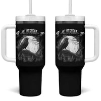 Black Crow F-Caw-F Tumbler With Handle Funny Raven Moon Gothic Adult Humor - Wonder Print Shop