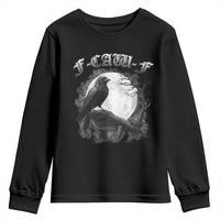 Black Crow F-Caw-F Youth Sweatshirt Funny Raven Moon Gothic Adult Humor - Wonder Print Shop